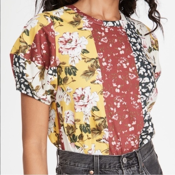 dRA Los Angeles Mojito Floral Patchwork ColorBlock Top - Picture 1 of 9